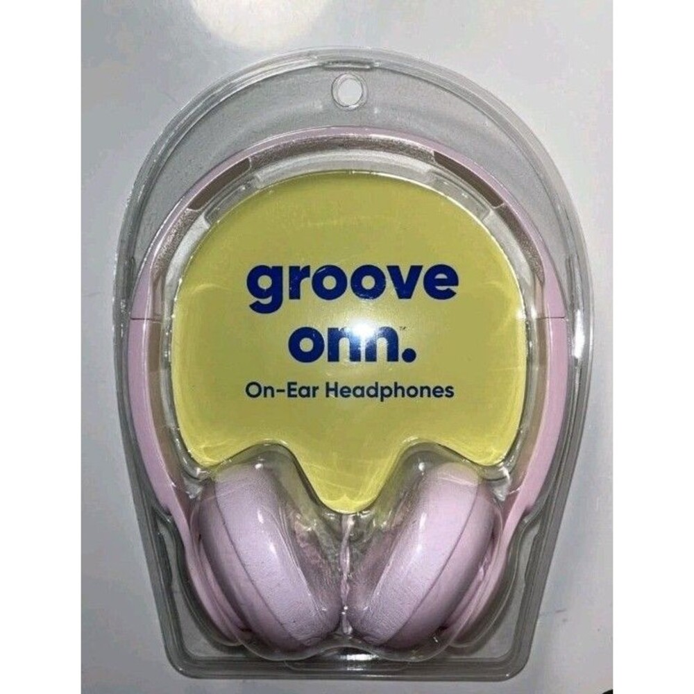 Groove Onn Adjustable Lightweight On-Ear Headphones 3.5 mm Aux cable 4ft Pink